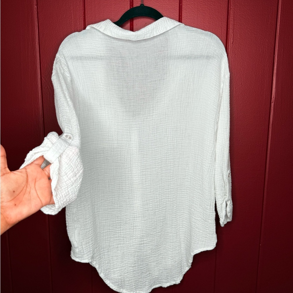 Tahiti White Textured Button-Up Shirt Women’s XL - Picture 5 of 8